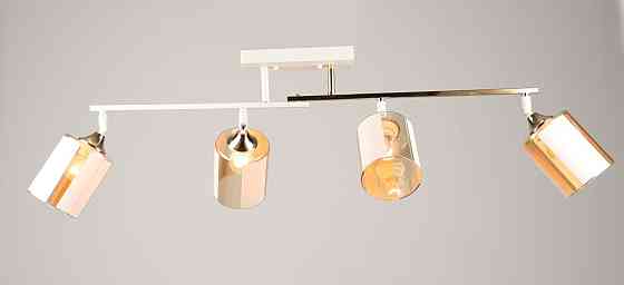 Люстра стельова VALESO K2322/4 на 4 плафони E27, Білий+Золото, Метал/Скло Коломия