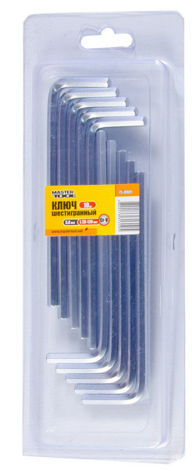 Ключ шестигранний MASTERTOOL Long Arm CrV 5,0 мм 28×120 мм набір 10 шт 75-0005 Коломыя - изображение 2