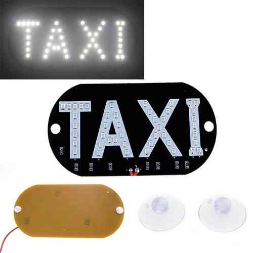 Автомобільне LED табло Таксі TAXI 12В біле з присосками для скла та підключенням до бортової мережі авто Київ