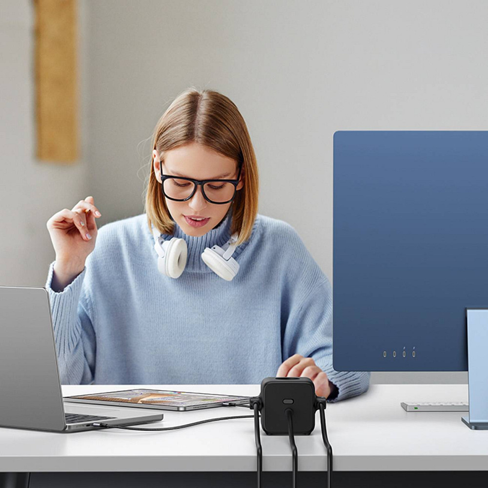 Зарядний пристрій 4xUSB 65W (2хUSB-C+2xUSB-A + 2хSchuko) DigiNest Cube Power Strip CD268 Ugreen Винница - изображение 8