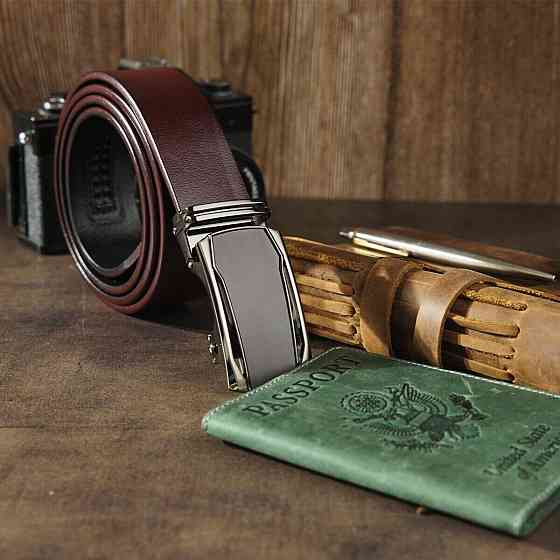 Ремінь чоловічий c матовою вставкою на пряжці Коричневий (Vintage) Київ