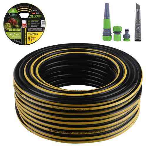 Шланг армований 4-х шаровий, "Ruby Ant" 1/2" 30 м + подарунок розприскувач "Равлик", 2 адаптори, конектор і ніж. Alloid Pro Одеса