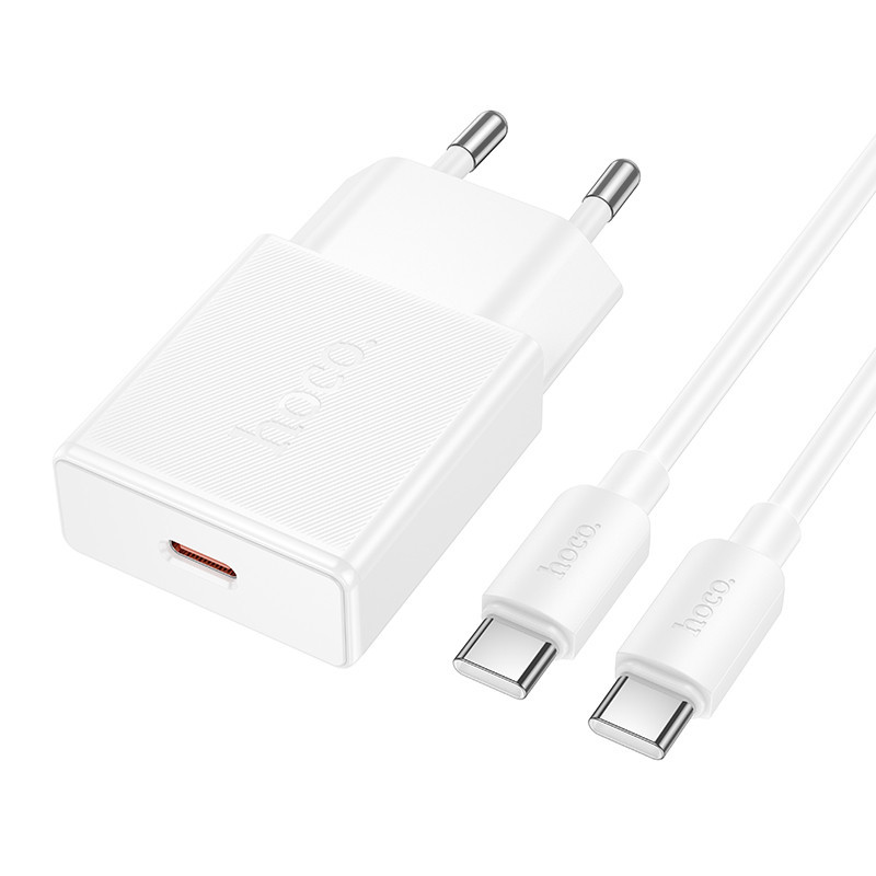 Сетевое зарядное устройство с кабелем HOCO N72 Speed single-port PD20W ultra-thin charger set(C to C)(EU) Одесса - изображение 3