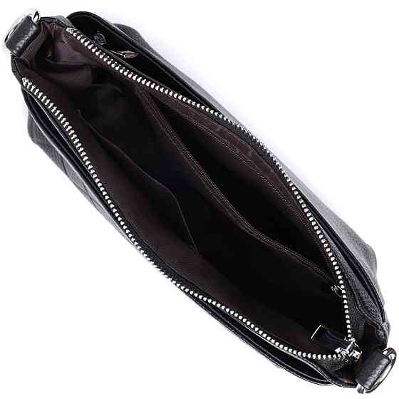 Елегантна сумка для жінок на три відділення з натуральної шкіри Vintage 22805 Чорний Київ