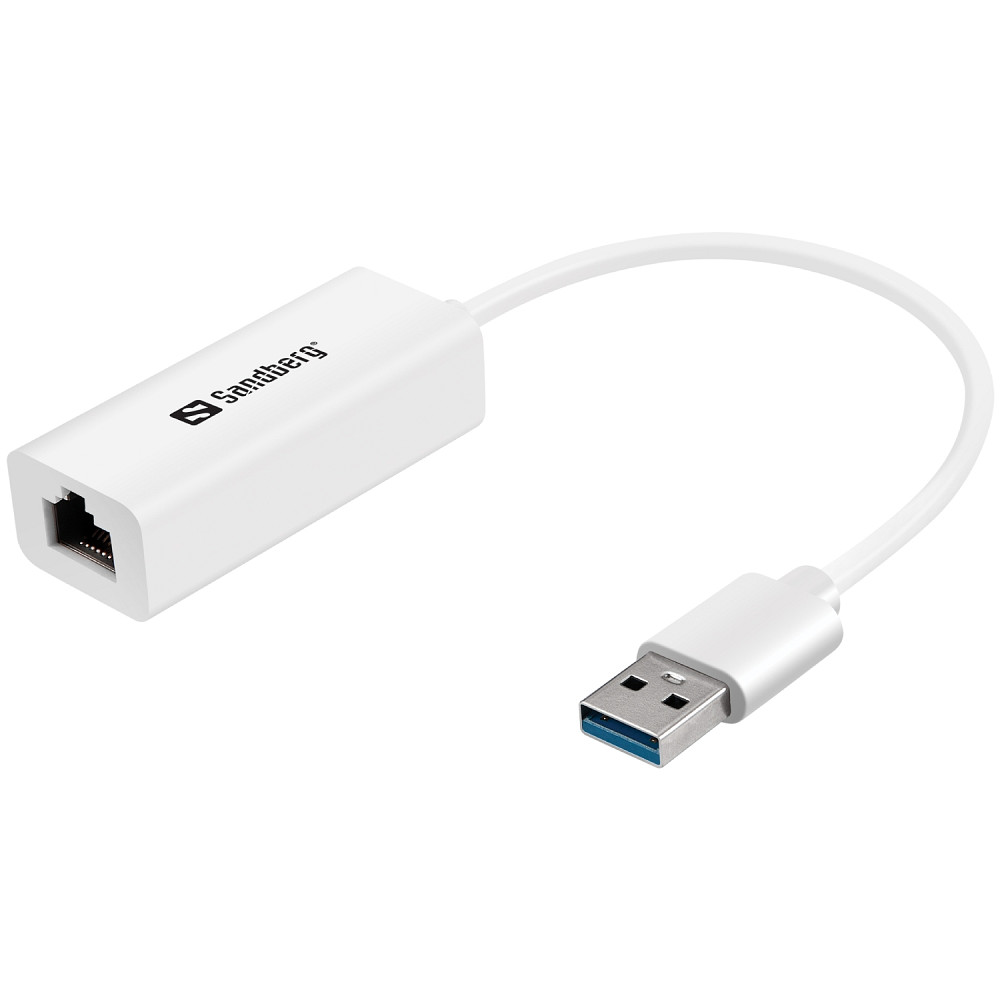 Перехідник USB 3.0 Type-A --> Ethernet RJ45 1000 Мбіт/с Sandberg білий Вінниця - фото 1