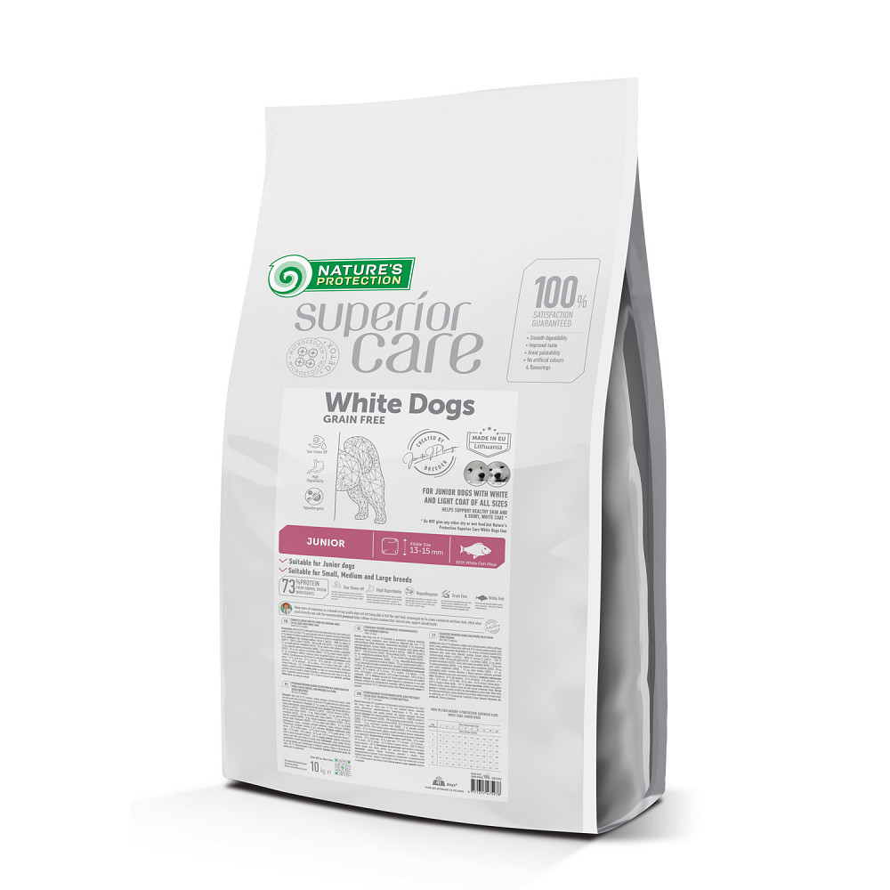 Nature's Protection Superior Care White Dogs Grain Free White Fish Junior All Sizes Сухий беззерновий корм для юніорів усіх розмірів з білою рибо Київ - фото 1