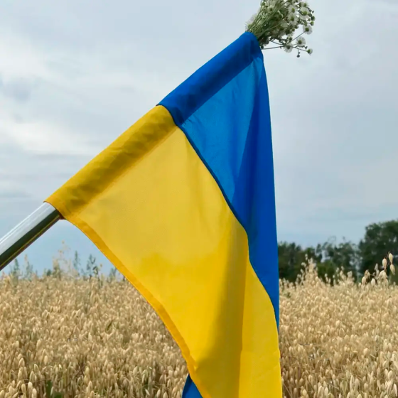 Прапор України 140х90см у сувенірній дерев'яній коробочці з гравіюванням SBR Київ