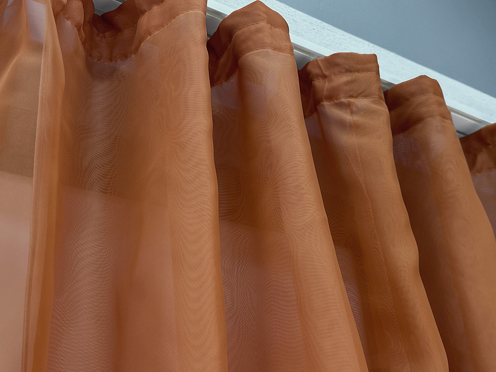 Кухонные шторы VR-Textil № 090к с ламбрекеном и подвязками коричневый с коралловым 280х170 см (52-1163) Киев - изображение 5