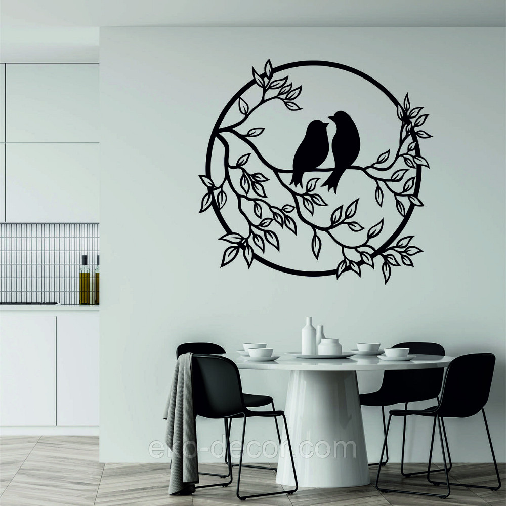 Декоративне настінне Панно «Пташки на гілці», Декор на стіну 70*67 см, Чорний Київ - фото 2