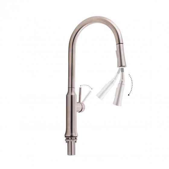 Смеситель для кухни Qtap Baruska 9137103UN с выдвижным изливом, никель Киев