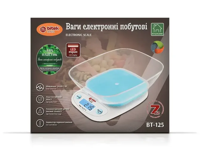 Весы электронные бытовые 7кг кухонные с прямоугольной чашей BITEK BT-125 универсальные Киев - изображение 7