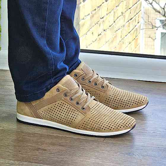 Чоловічі мокасини Літні Бежеві Кросівки Сіточка Коричневі Світлі (розміри: 40,41,42,43,44,45) - 201-4 Дніпро