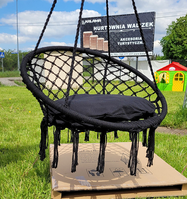 Подвесное кресло качалка качеля JUST GARDEN RIO-01 + подушка качели для террасы Черный Киев - изображение 5