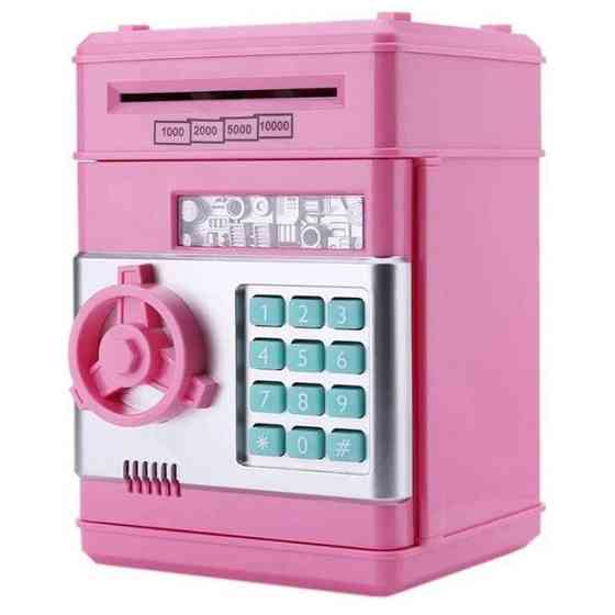 Электронная копилка сейф банкомат для детей с PIN-кодом, автоматический прием банкнот и монет Pink PW-90 Львів