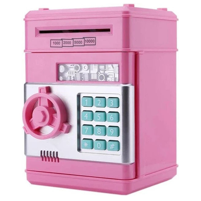 Электронная копилка сейф банкомат для детей с PIN-кодом, автоматический прием банкнот и монет Pink PW-90 Львів - фото 3