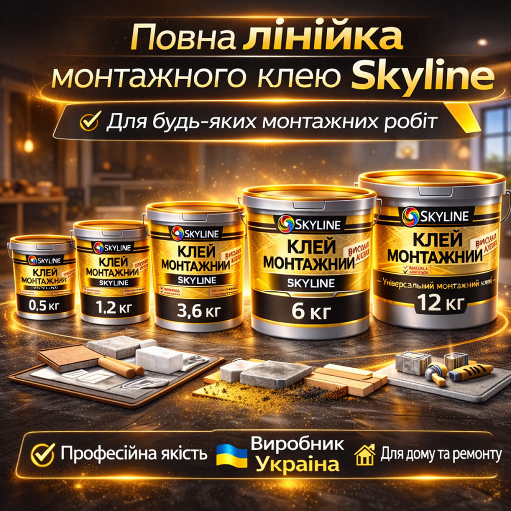 Клей монтажний акриловий 0.5 кг Skyline універсальний вологостійкий білий для декору, плінтусів та ПВХ Харків - фото 8