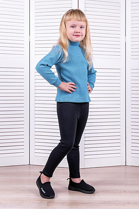 Водолазка дитяча блакитна рубчик топ Крохатушка одяг Київ - фото 1