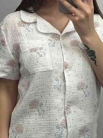 Жіноча піжама з шортами муслінова Молочний кролики M Харків