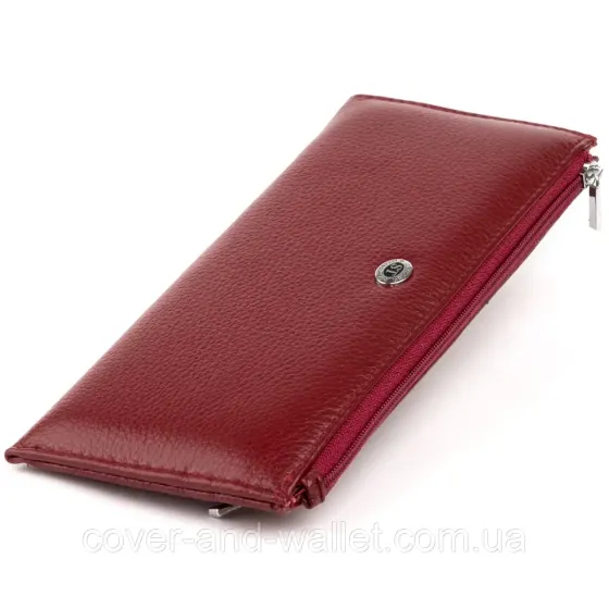 Бордовый тонкий женский кошелек на молнии ST 025 date red Киев