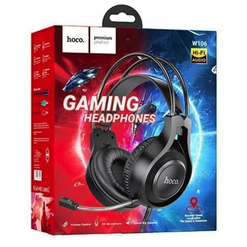 Навушники ігрові HOCO W106 Tiger gaming headset Black Одеса - фото 6