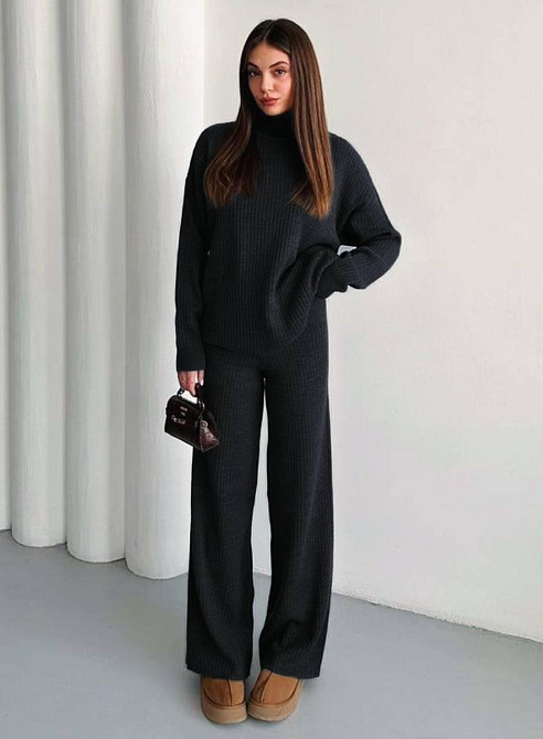 Жіночий теплий базовий костюм двійка дрібна машинна в'язка Одеса - фото 2