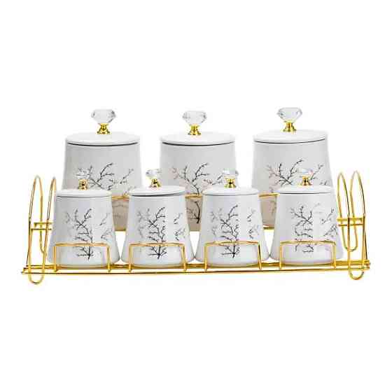 Yiwu Набір для спецій 4 шт по 250 мл і 3 шт по 550 мл на металевій підставці Коломыя