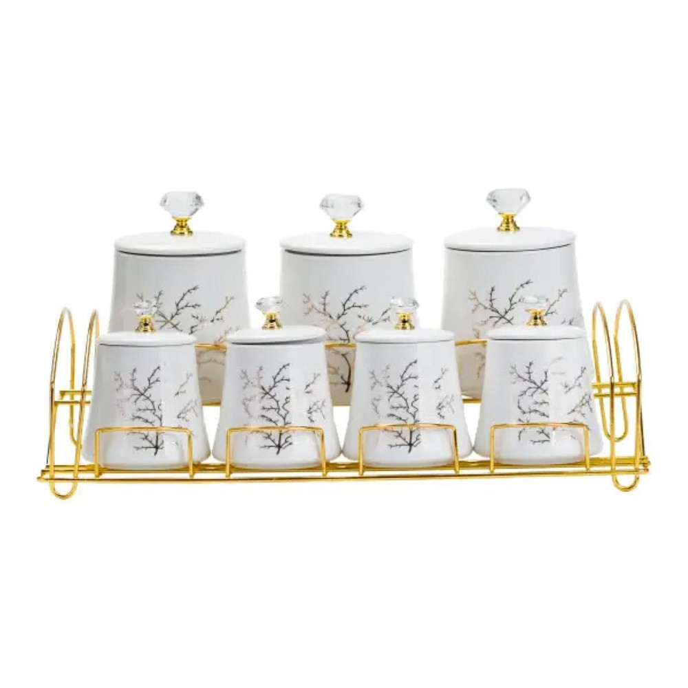 Yiwu Набір для спецій 4 шт по 250 мл і 3 шт по 550 мл на металевій підставці Коломыя - изображение 1