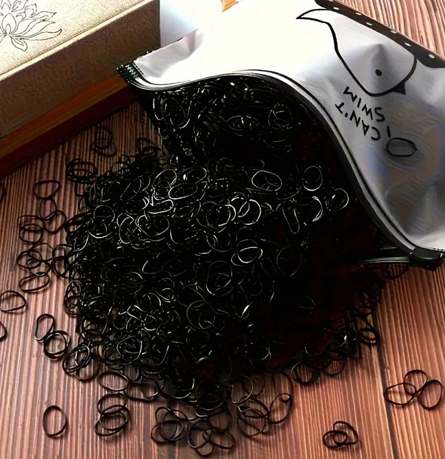 Резинки для волосся чорні – набір 1000 шт у зручному чохлі Київ - фото 2