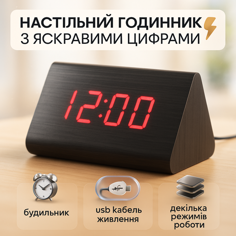 Часы электронные с яркими цифрами настольные VST-864, Настольные LED часы для офиса JU-25 Львов - изображение 10