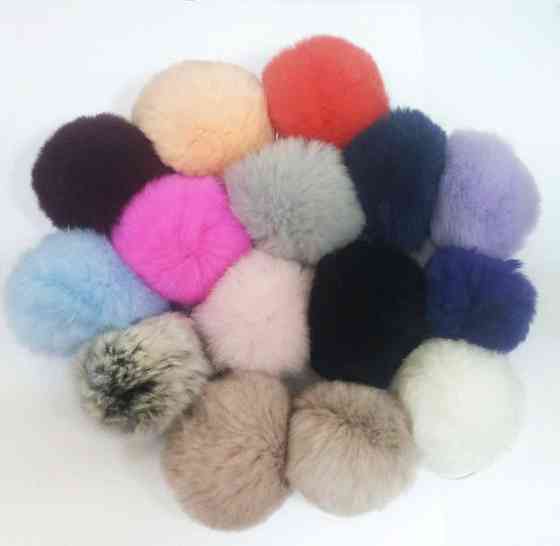 Хутряний бубон на шапку з кролика Rex Бордовий Харків