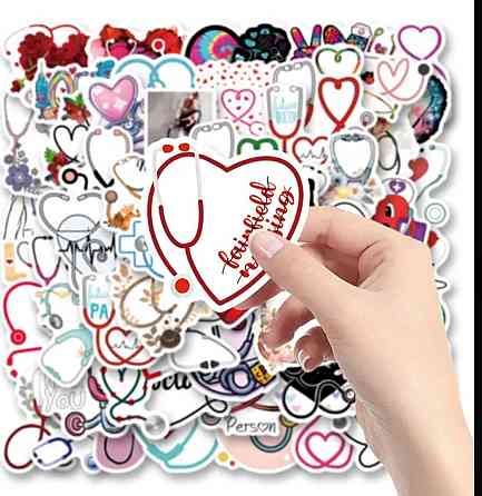 Набор наклеек со стетоскопами и сердцами, 50 шт Киев