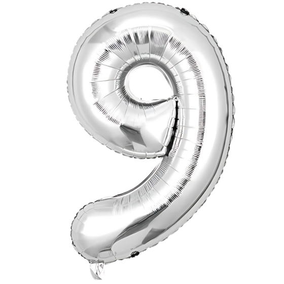 Повітряна куля у вигляді цифри 9 срібло, 40 дюймів, фольгована, для свят для дня народження, ювілеїв, річниць Кам'янець-Подільський