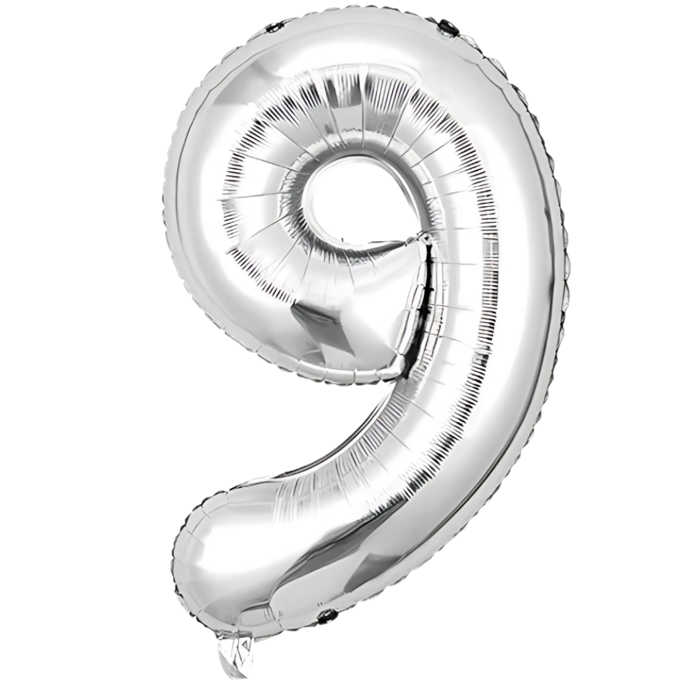Воздушный шар в виде цифры 9 серебро,40 дюймов, фольгированый, для праздников для дня рождения, Каменец-Подольский - изображение 2
