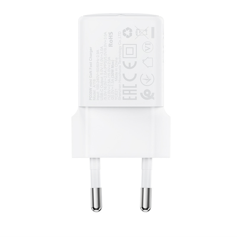 Мережевий зарядний пристрій ACEFAST A118 PD30W mini GaN USB-C fast charger Киев - изображение 6