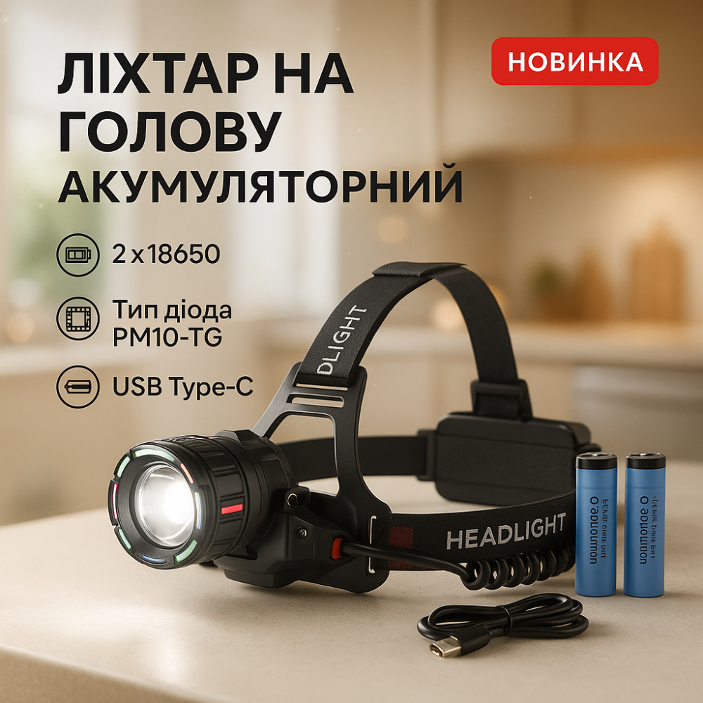 Портативный светодиодный налобный фонарь SY-8087-PM10-TG, Мощный фонарик светодиодный на голову DX-20 Львов - изображение 17