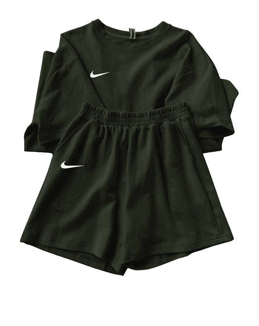 Женский летний спортивный костюм футболка с шортами Хаки XS-S Харьков - изображение 1