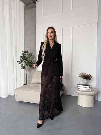 Женский стильный трендовый костюм двойка: жакет + юбка, костюмная ткань,гипюр + трикотажная подкладка 46/48 Одесса