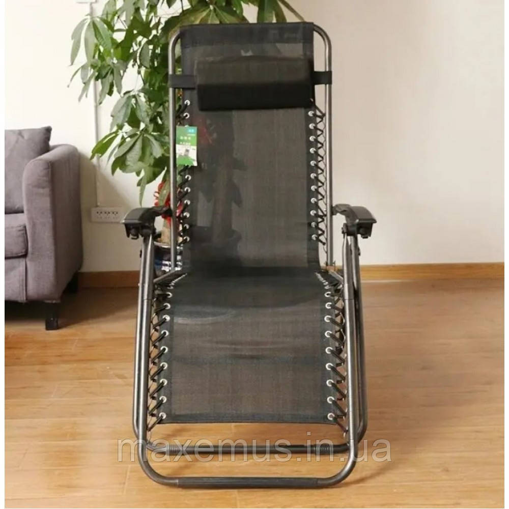 Шезлонг для отдыха на даче и пляже набор 2 шт + столик раскладной лежак с регулировкой спинки SP-167A зеленый Мостиська - фото 4