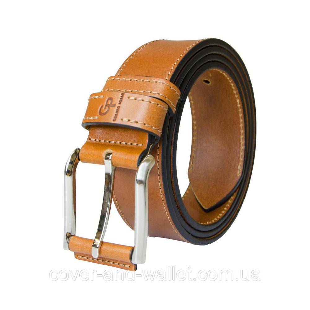 Чоловічий рудий шкіряний ремінь під штани та джинси Grande Pelle Calvin Київ - фото 8