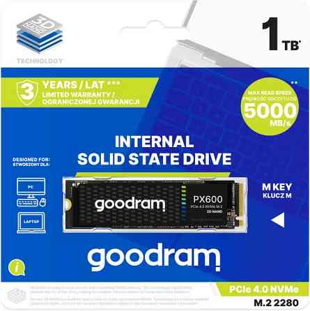 Накопичувач SSD 1TB GOODRAM PX600 M.2 2280 PCIe 4.0 x4 NVMe 3D TLC (SSDPR-PX600-1K0-80) ( M.2 2280 ) Харків