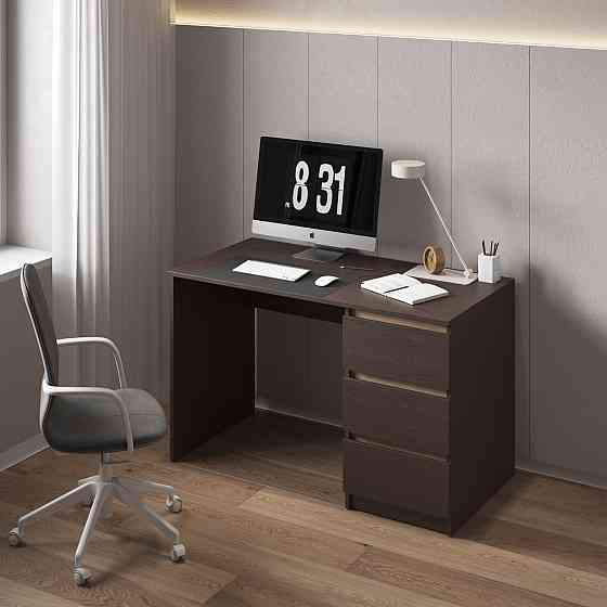 Компьютерный стол VAYS, письменный, современный, с тумбой cправа, 3 ящика з фасадами без ручек R-1 Венге Темный-Дуб Сонома планки Львов