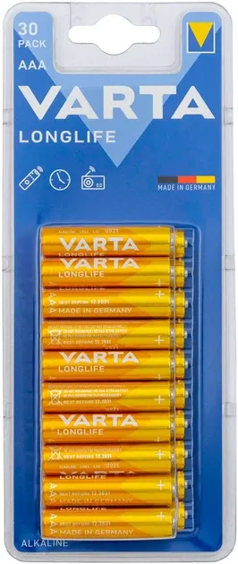 Батарейка Varta Longlife AAA BLI 30 Alkaline Полтава - изображение 1