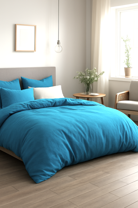 Ecotton Підковдра на блискавці Ecotton двоспальна 175х215 см фланель з бавовни Blue sky блакитн Коломия - фото 1