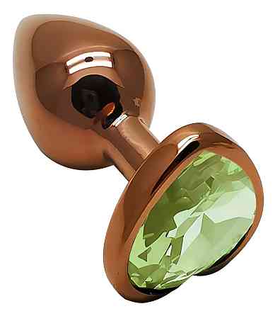 Анальная пробка с кристаллом EGZO - Dark Gold Heart Plug Green, size S Sex Aura Киев