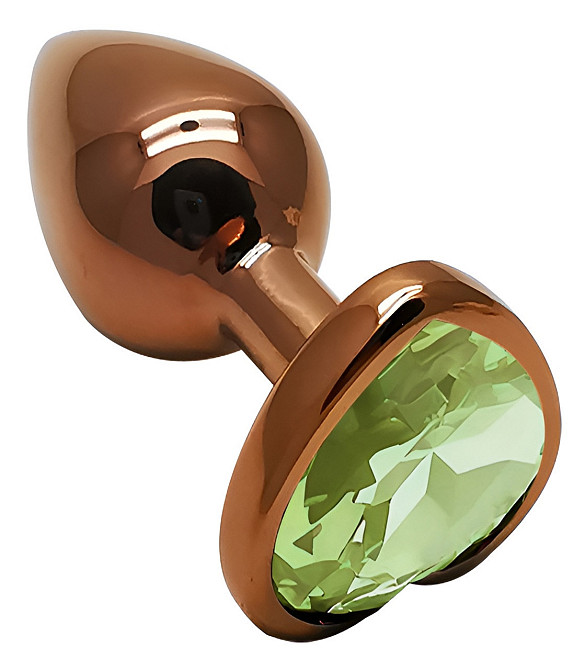 Анальна пробка з кристалом EGZO - Dark Gold Heart Plug Green, size S Sex Aura Київ - фото 2