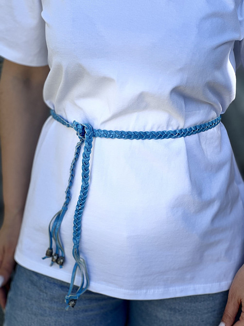 Ремінець плетений "Косичка" Блакитний Київ - фото 2