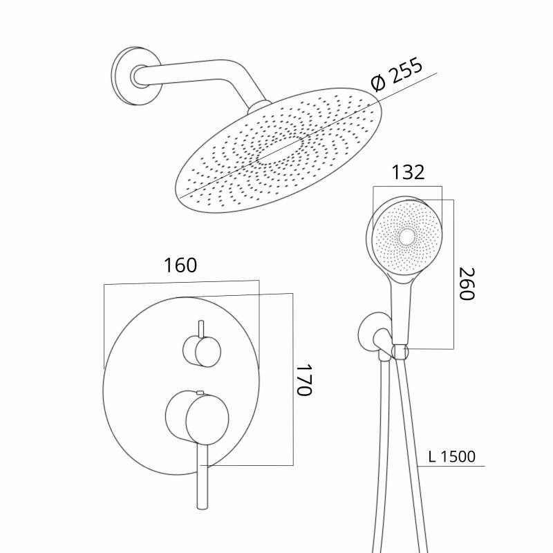 Душевая система скрытого монтажа Qtap Scorpio на два потребителя QTSCO113BLM45897 Black Matt черная Киев - изображение 2