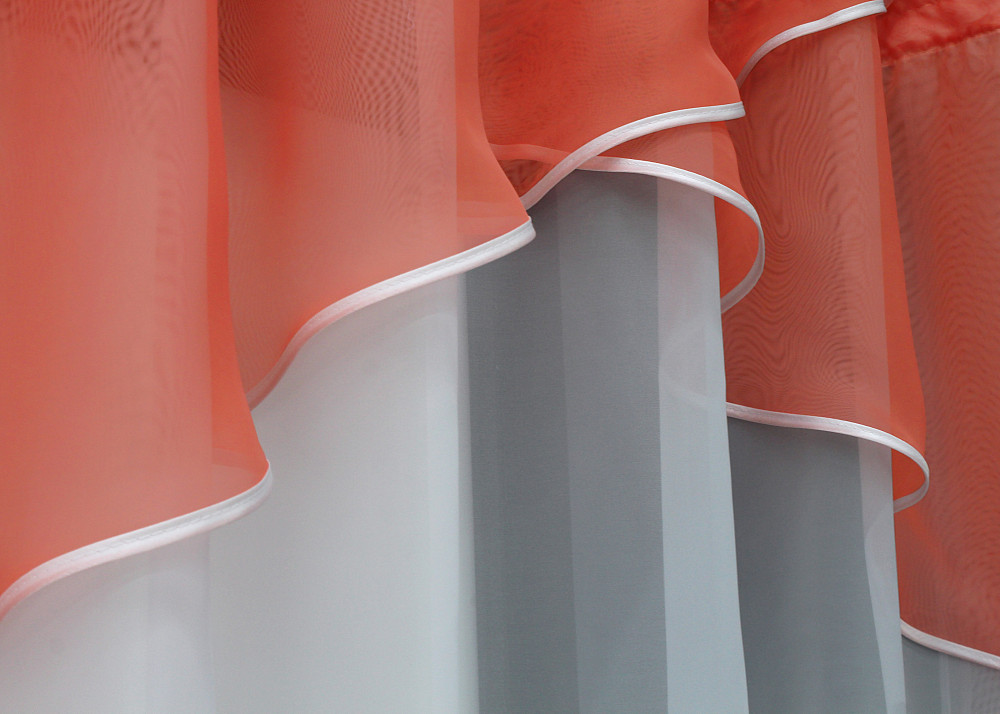 Кухонная тюль арка с ламбрекеном VR-Textil № 025к белый с коралловым 280х170 см (52-1003) Киев - изображение 4