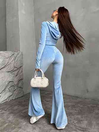 Жіночий стильний повсякденний велюровий комбінезон Блакитний, 46/48 Одеса