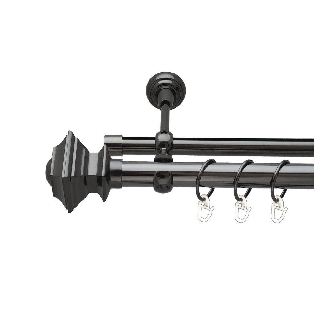 Карниз Orvit Борджеза металевий дворядний опозитний гладка \ профільна труба кільце металеве Онікс 25\19 мм 200 см (6708153) Львів - фото 1